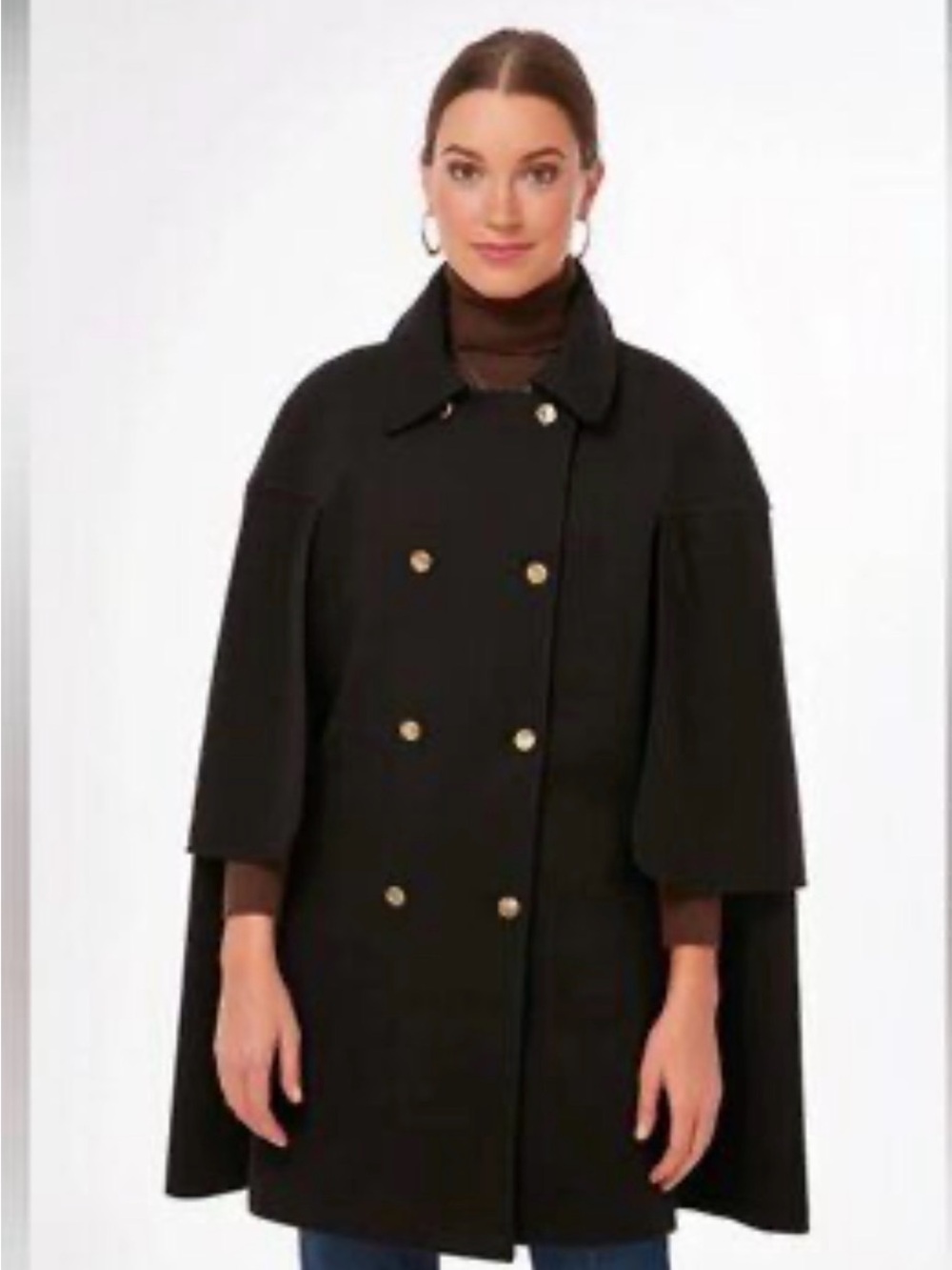 Tuckernuck Black Double-Breasted Cape with Gold Buttons